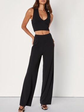 Lulus Thinking Out Loud Black Two-piece Jumpsuit - Size S